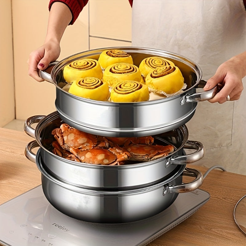 Three-Tier Stainless Steel Food Steamer - product view 8