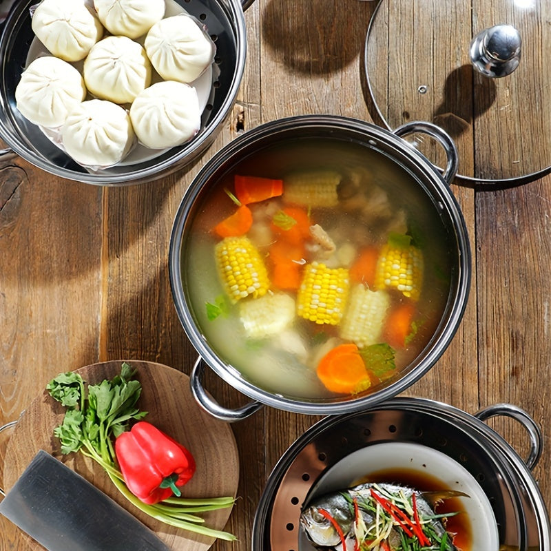 Three-Tier Stainless Steel Food Steamer - product view 7
