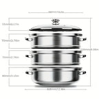Three-Tier Stainless Steel Food Steamer - product view 9