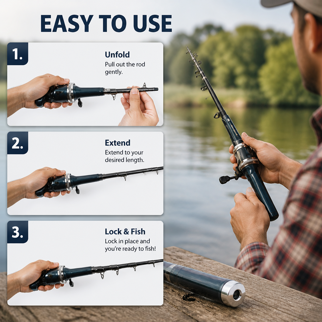 Compact Telescopic Fishing Rod and Reel Kit - product view 3