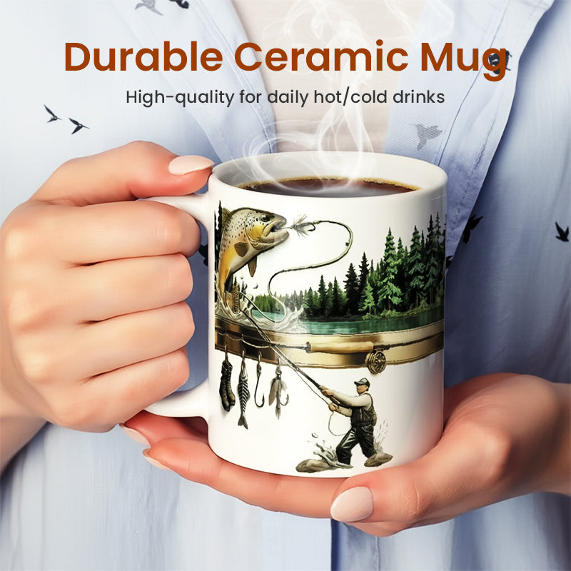 Fishing Artwork Ceramic Coffee Mug - product view 6