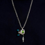 Silver-Tone Fishing Reel Pendant Necklace - product view 6