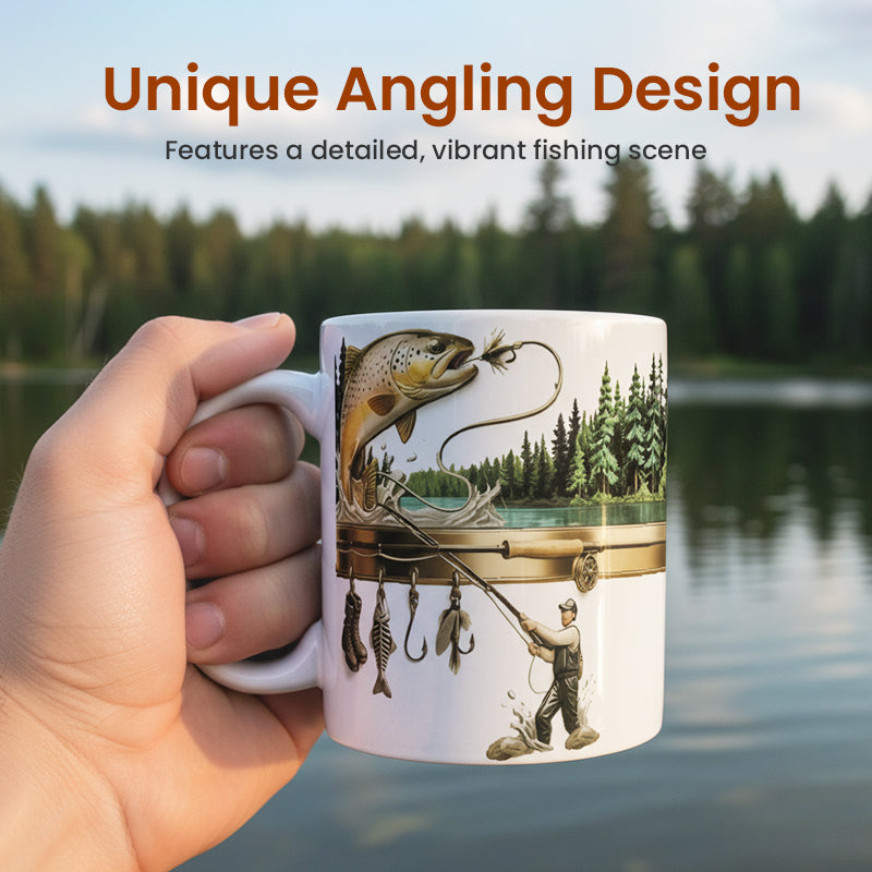 Fishing Artwork Ceramic Coffee Mug - product view 5