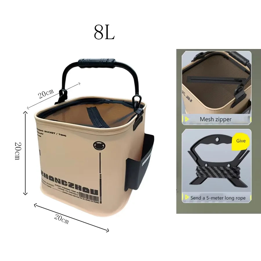 Folding EVA Fishing Bucket with Strainer - product view 4