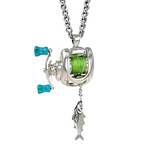 Silver-Tone Fishing Reel Pendant Necklace - product view 10