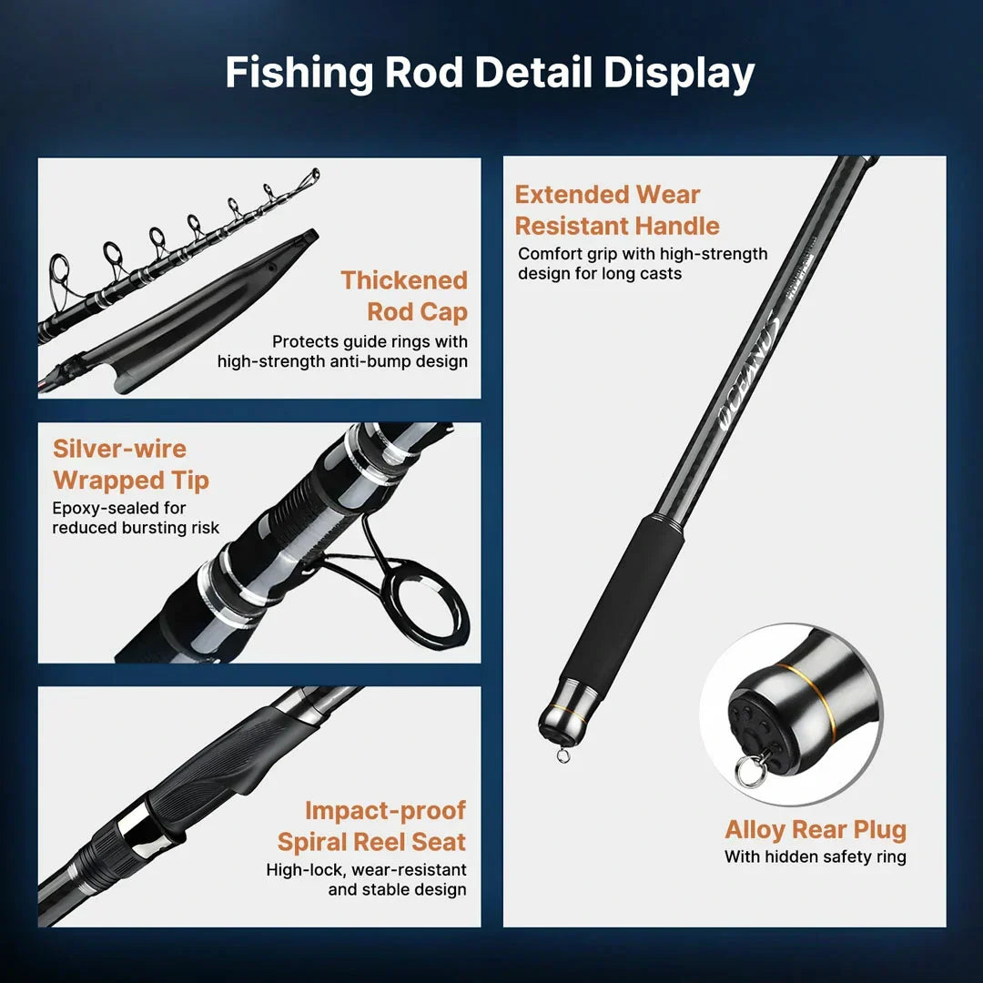 Long-Reach Telescopic Carbon Spinning Rod - product view 10